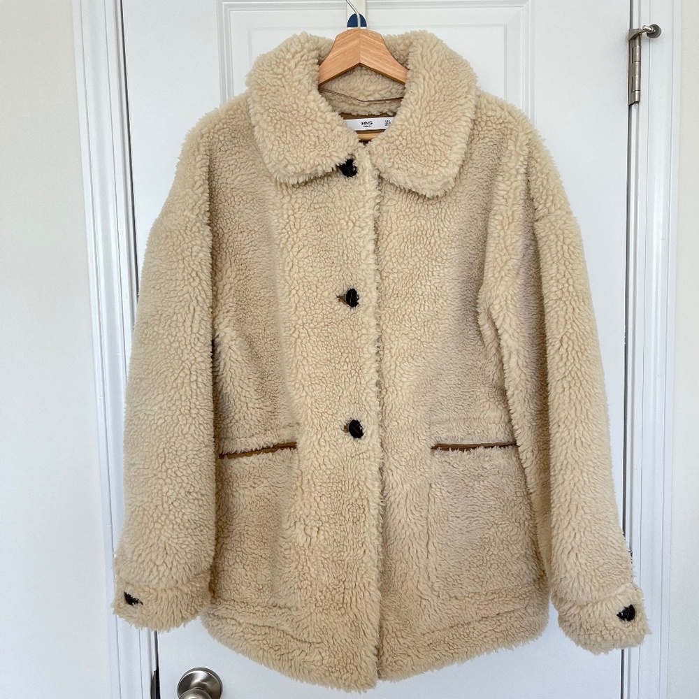 Mango Faux Shearling Teddy Coat